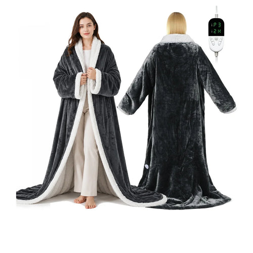 Peignoir chauffant gris avec télécommande